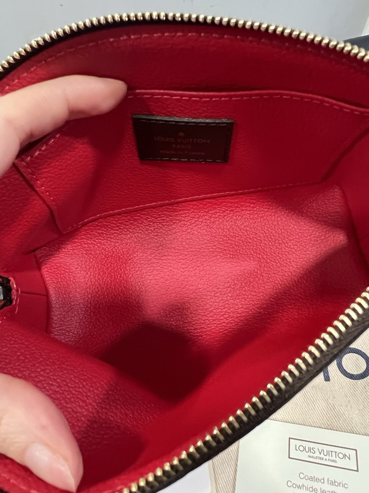 Louis Vuitton Damier Ebene Cosmetic Pochette PM With Authenticity & Duster