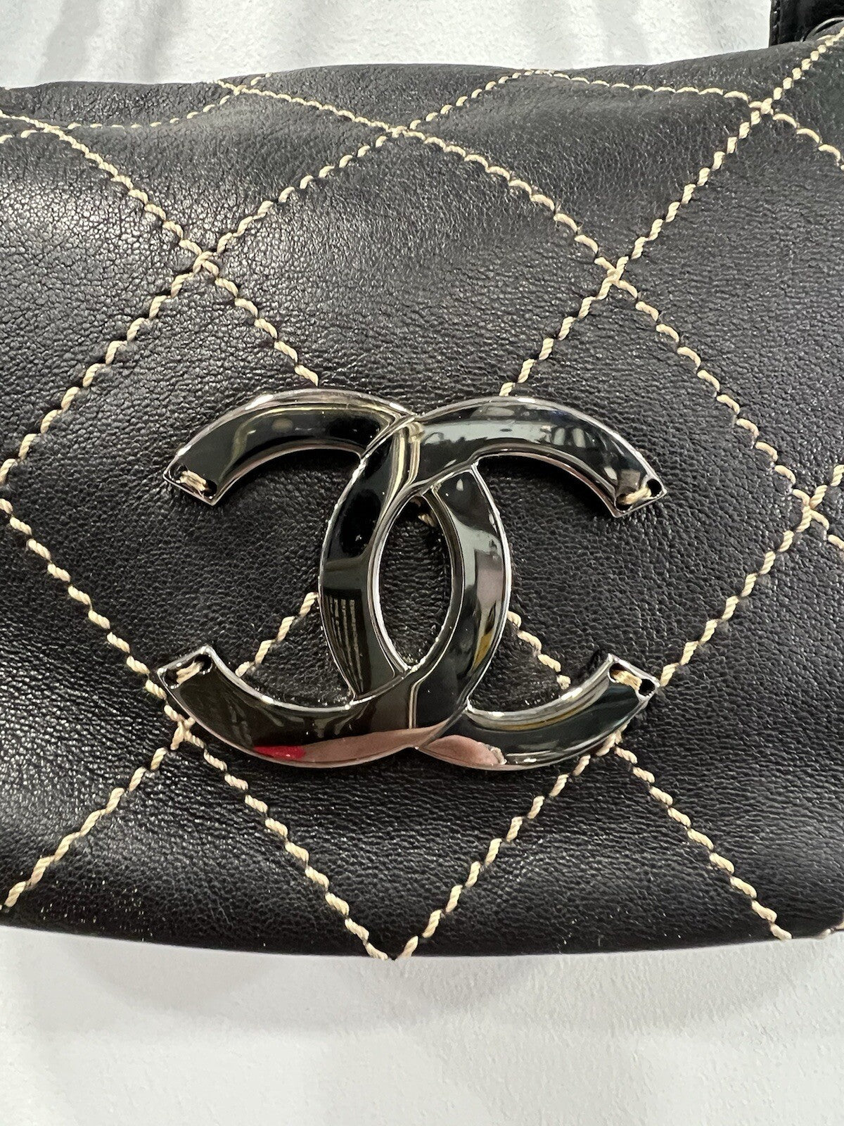 Chanel Wild Stitch Lambskin Chain Bag W/Certificate Of Authenticity