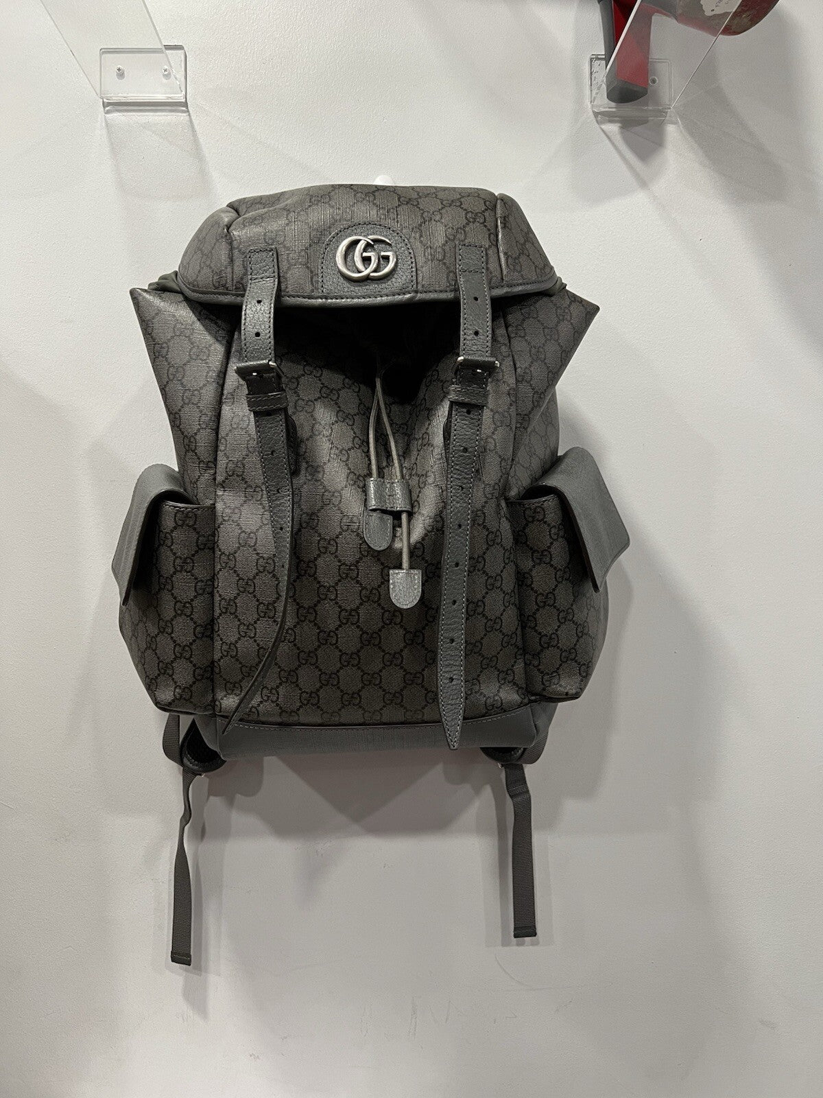 Gucci Ophidia Grey Backpack With Authenticity