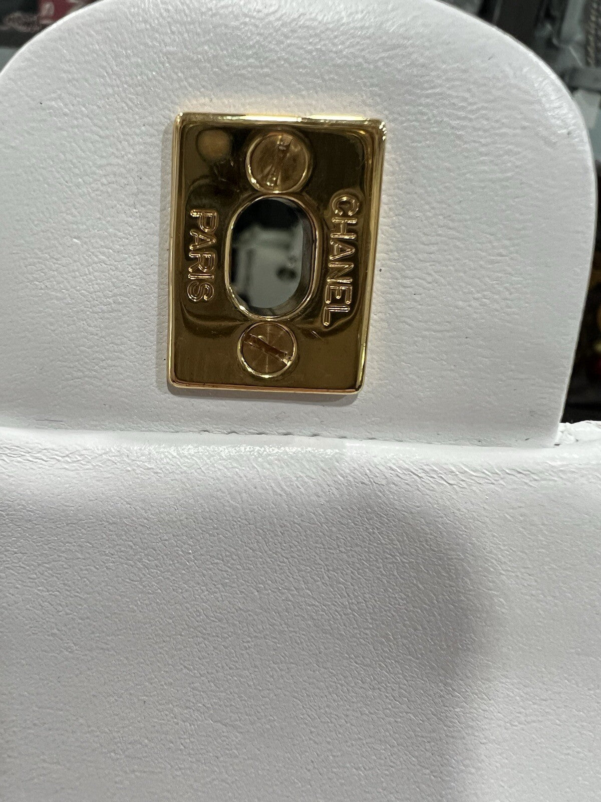 Chanel White 24k Gold Plated Hardware Lambskin Double Flap Classic