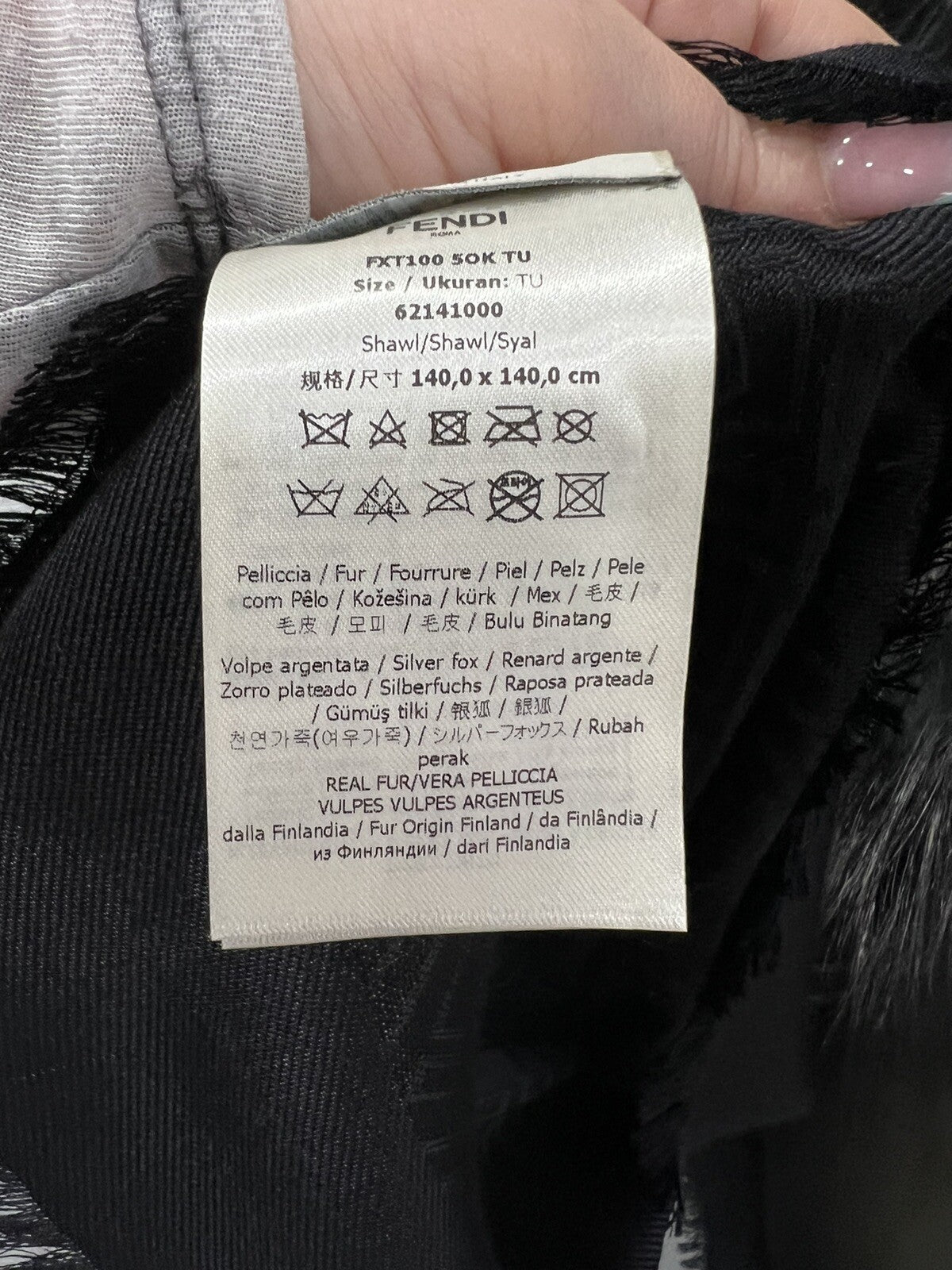 Fendi Silk Wool Blend/Fur Monogram Stole/Scarf With Box & Duster