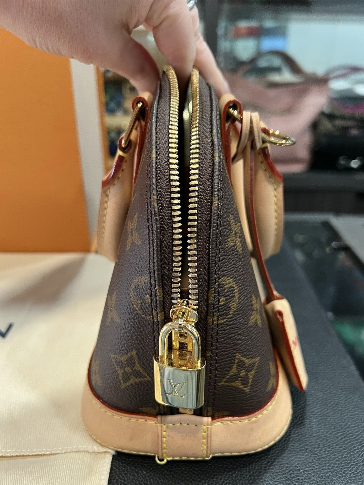 Louis Vuitton Monogram BB Alma With Box Duster Lock Key Receipt Retail $2000