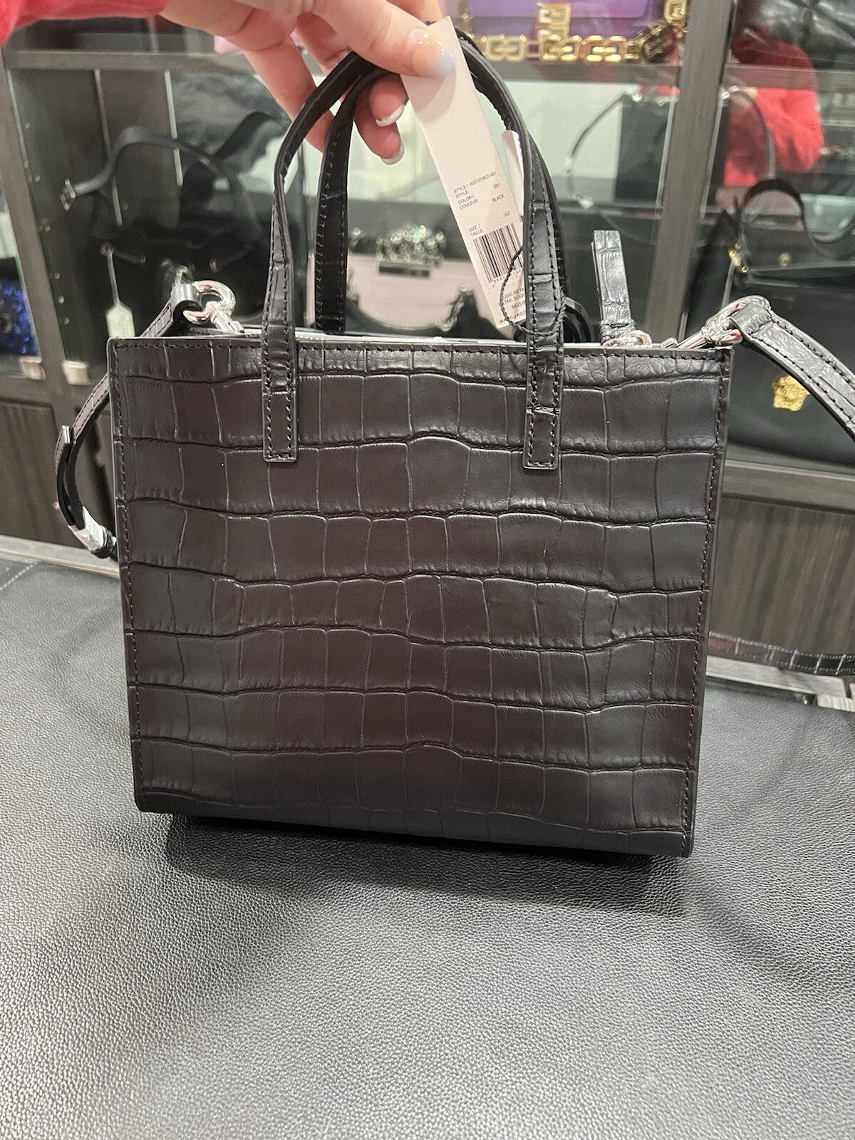 Marc Jacobs Croc Embossed Black Leather Tote NWT Retail $425