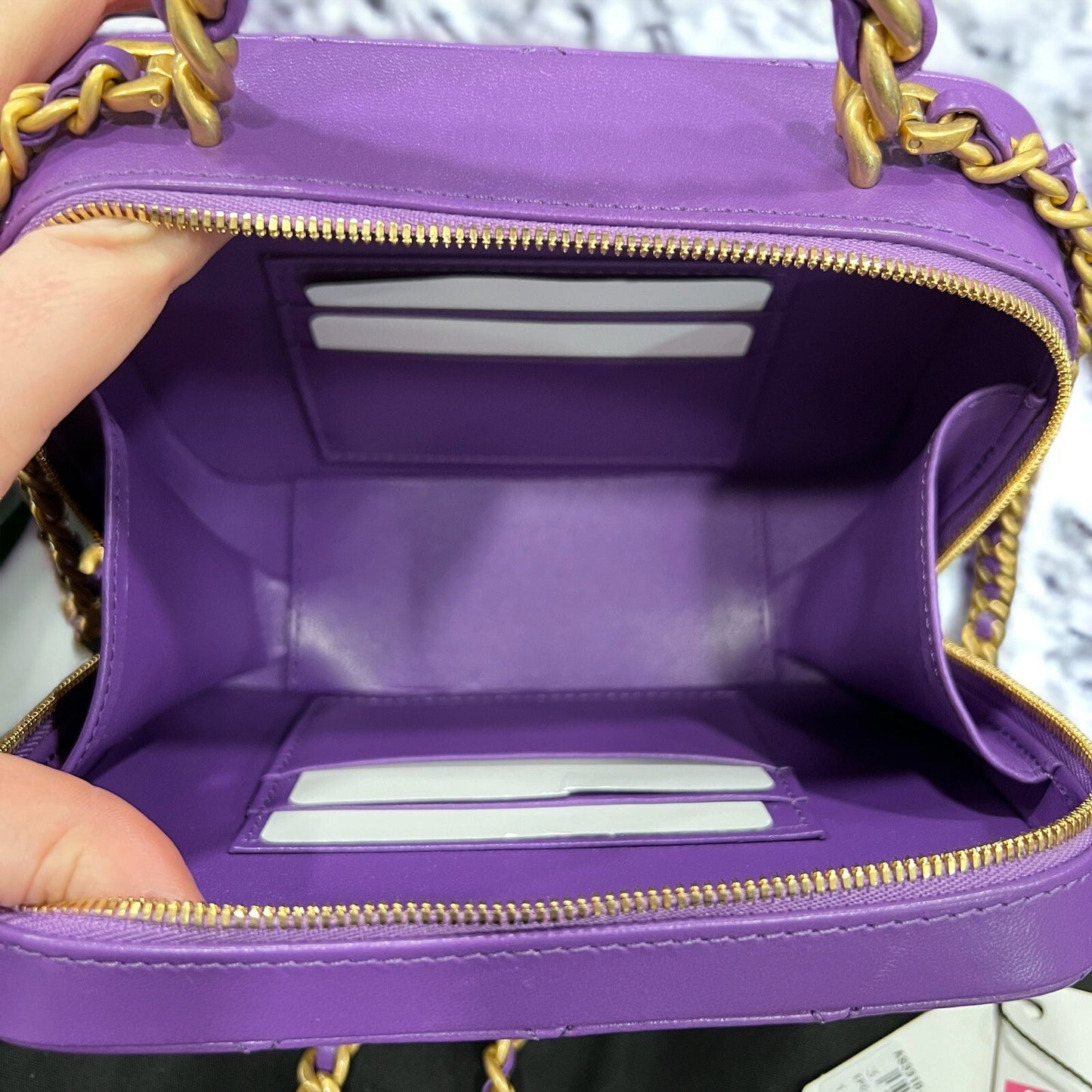 Chanel Vanity Case Purple/Antique Gold  Includes Tags Duster AUTHENTIC