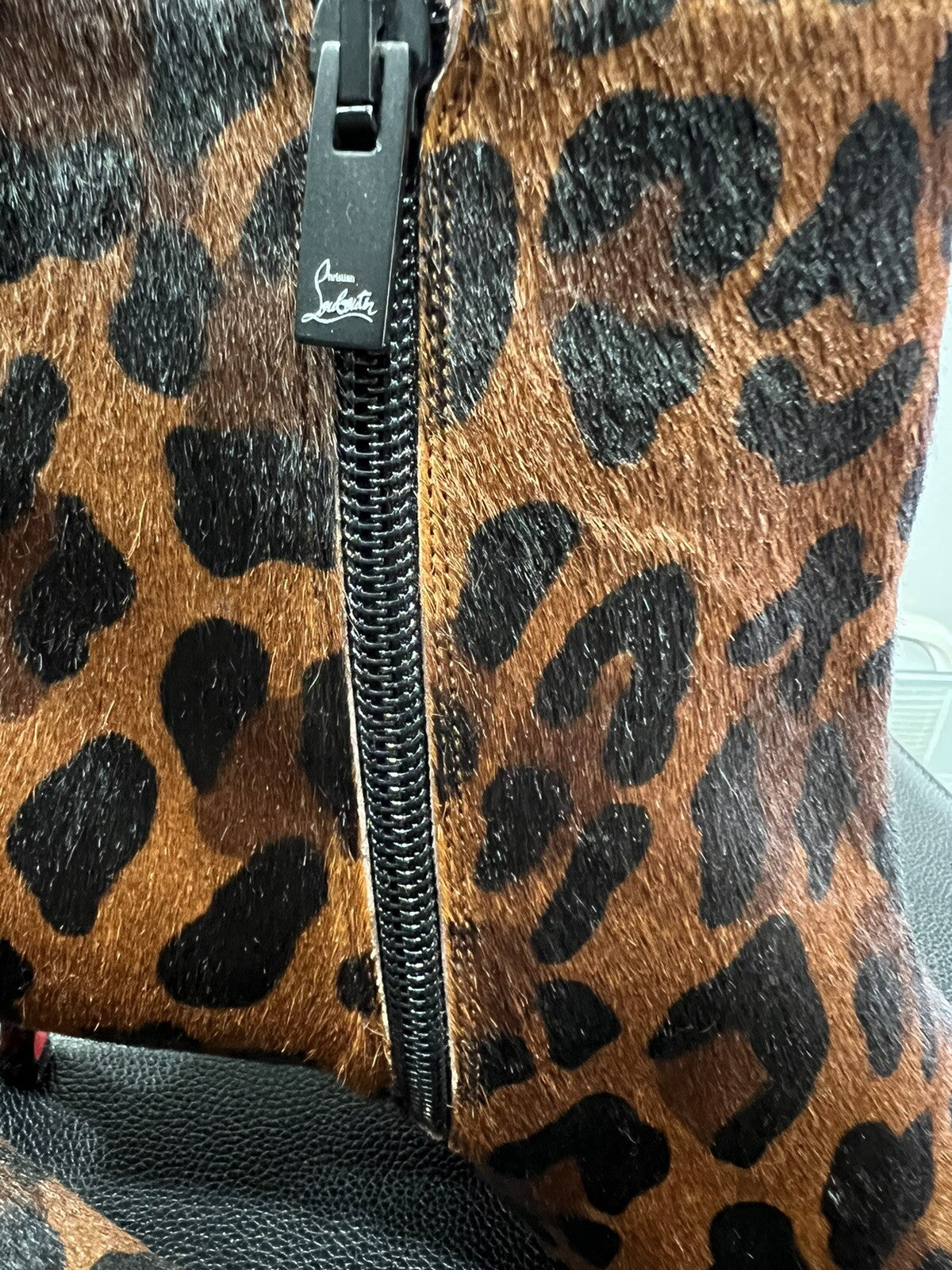 Christian Louboutin So Kate Leopard Pony Hair 55 Ankle Boot Kitten Heels 37/US7