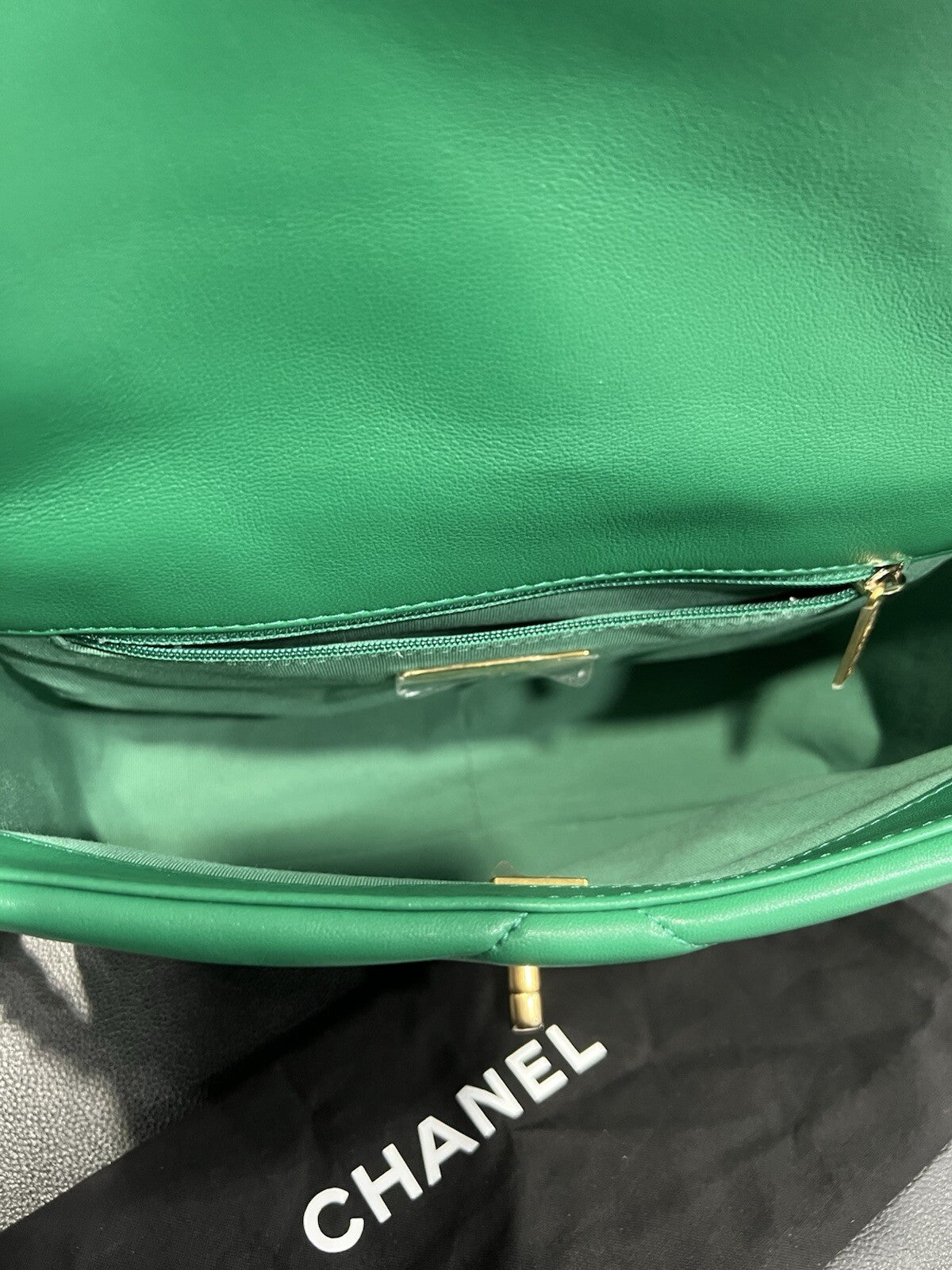 Chanel Medium 19 Flap Bag Green W/Authenticity