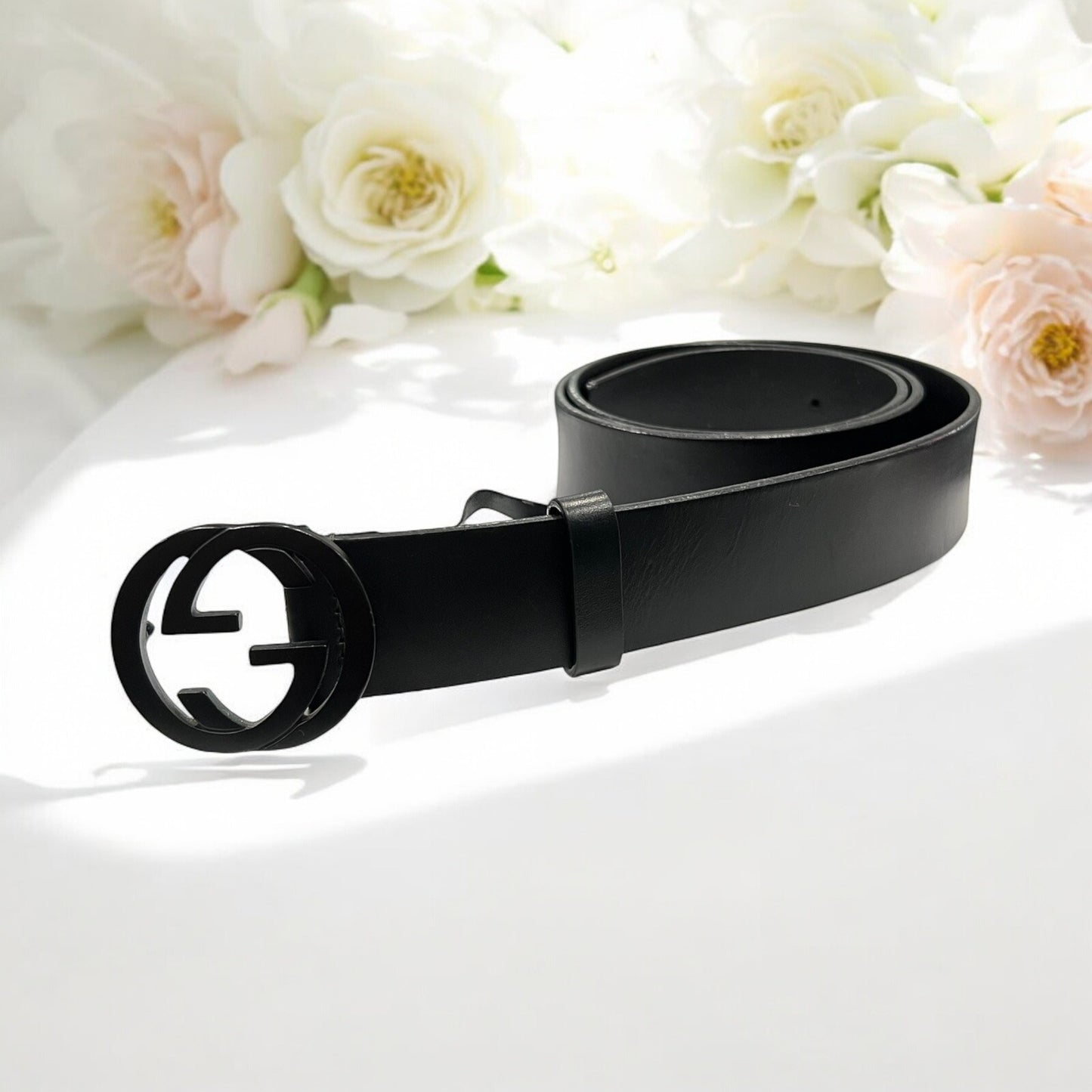 Gucci Black Matte Interlocking G Belt Size 95cm/38" Retail $540