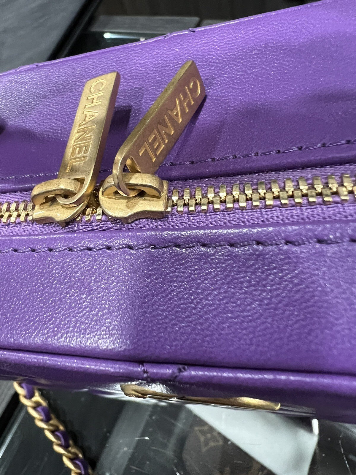 Chanel Vanity Case Purple/Antique Gold  Includes Tags Duster AUTHENTIC
