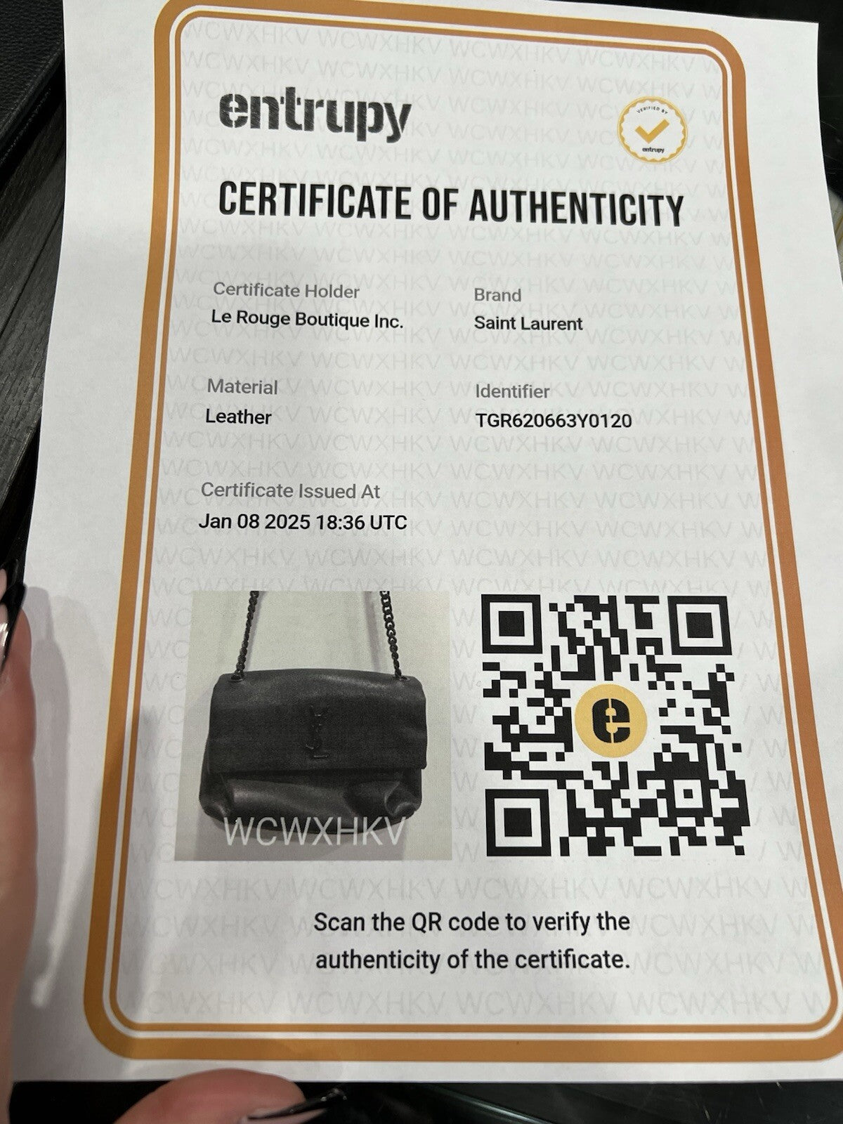 YSL Saint Lauent West Hollywood Flap Bag With Duster & Certificate