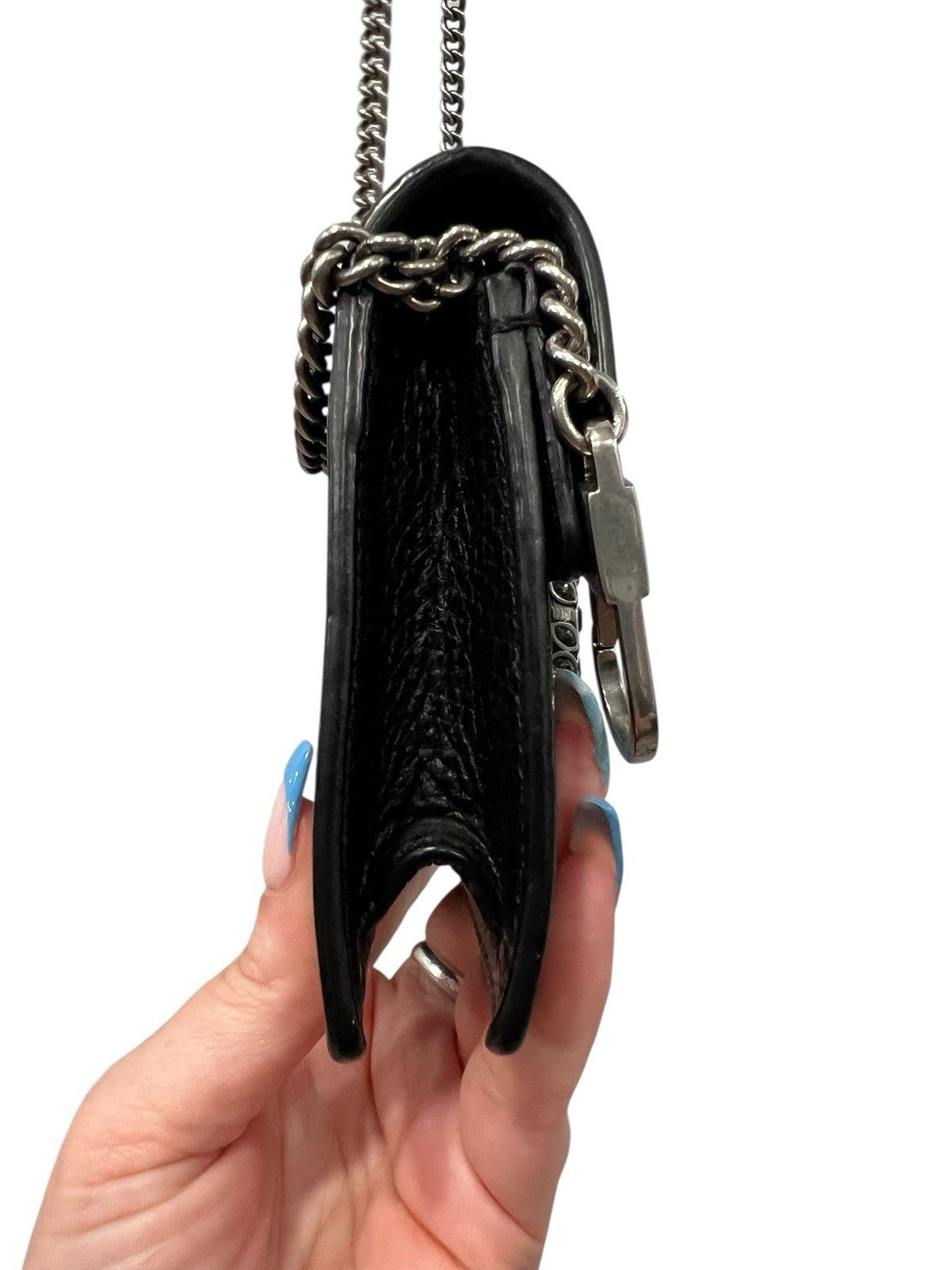 Gucci Dionysus Mini Black Leather Wallet On Chain