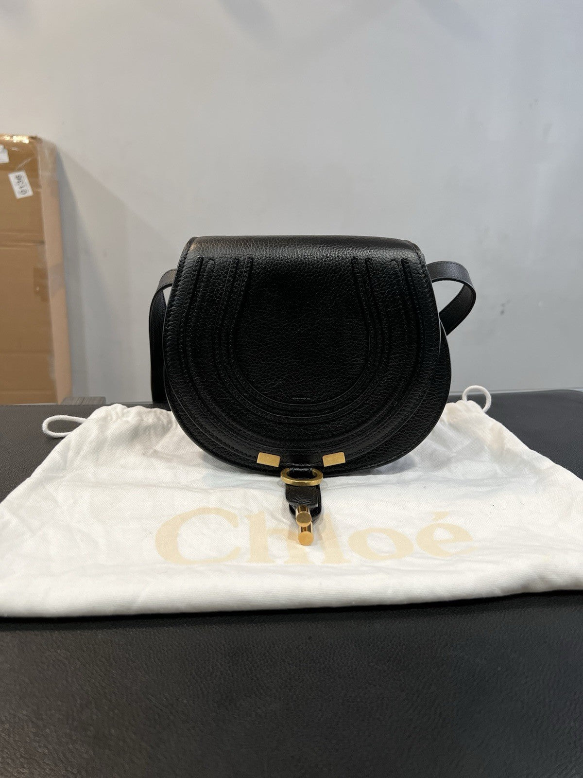 Chloe Black Leather Marcie Crossbody Bag W/Duster & Authenticity