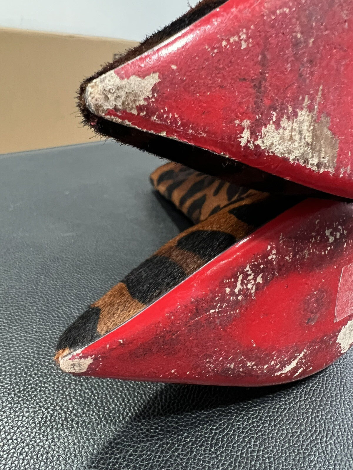 Christian Louboutin So Kate Leopard Pony Hair 55 Ankle Boot Kitten Heels 37/US7