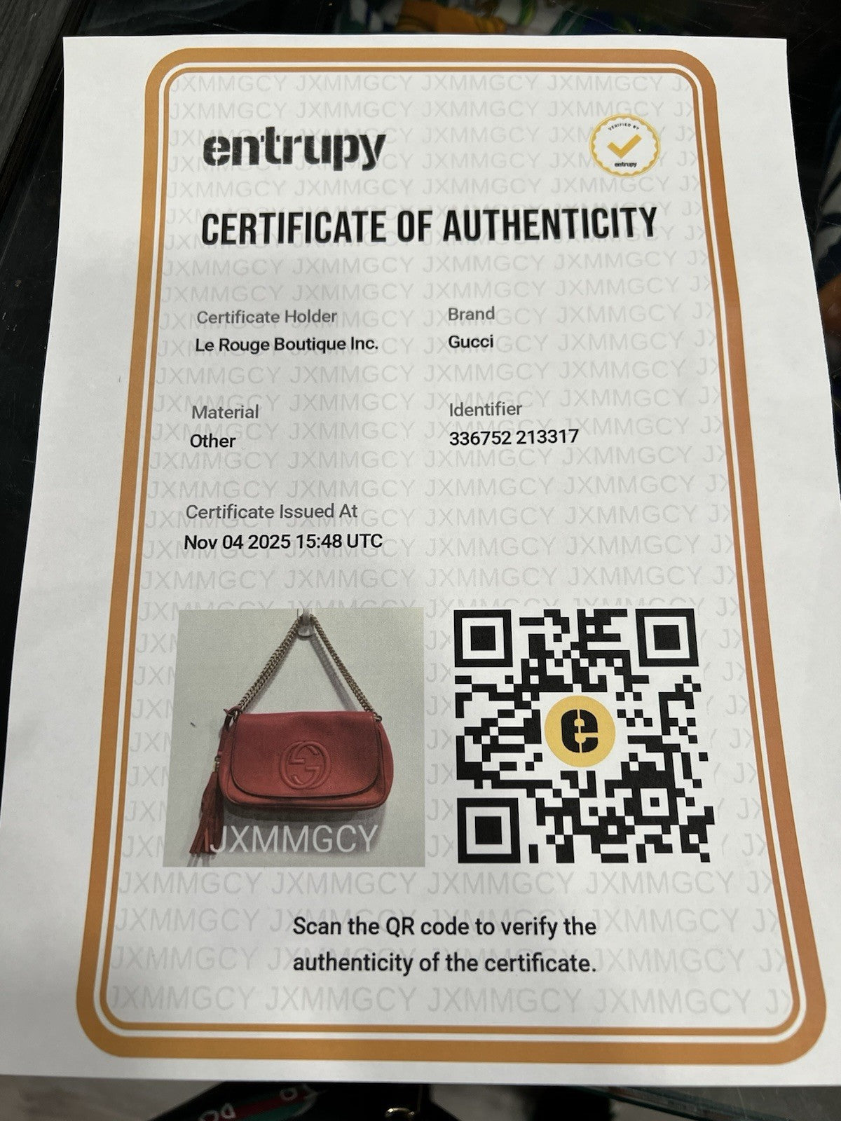 Gucci Red Classic Soho Flap Bag W/Authenticity