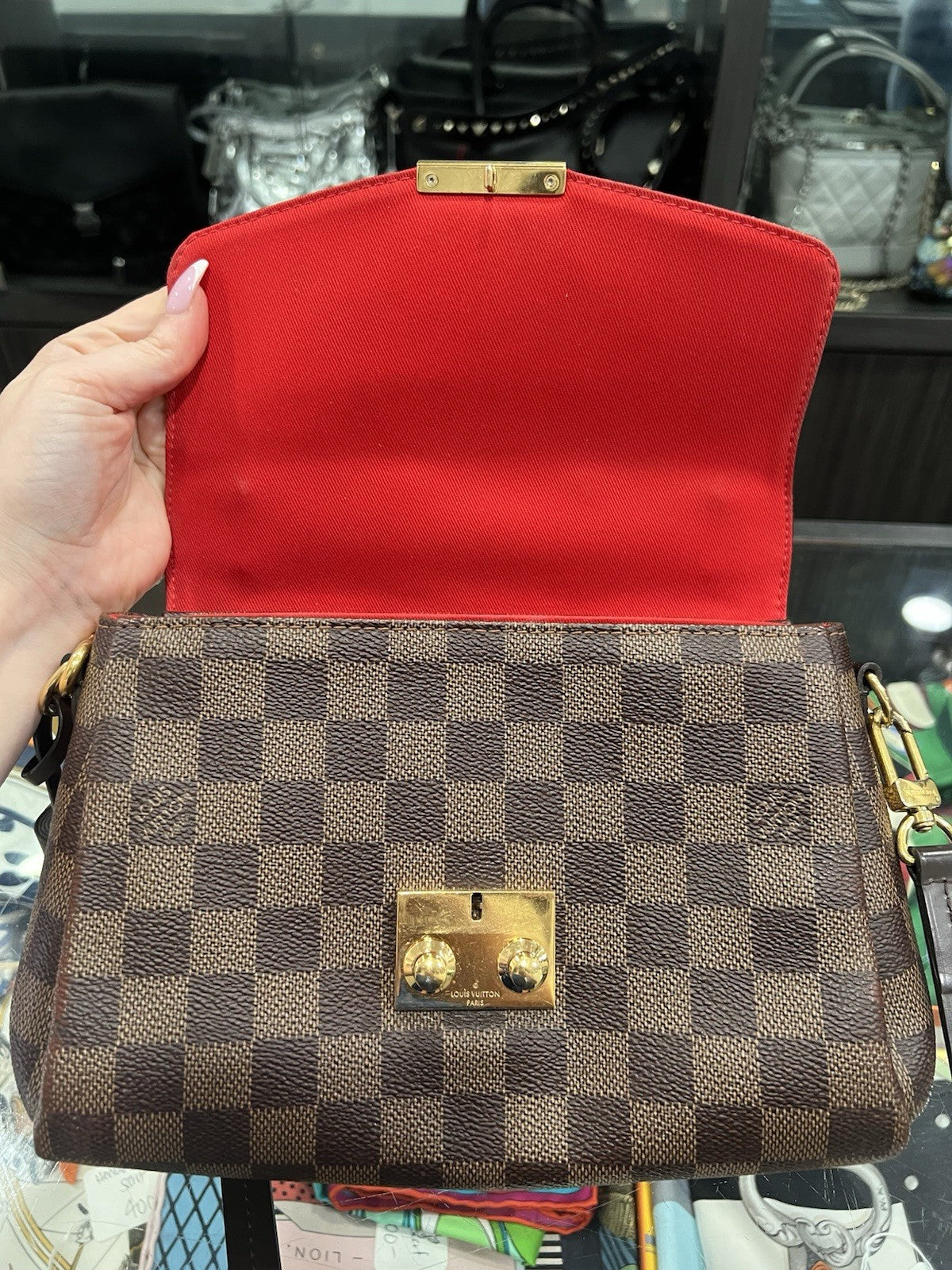 Louis Vuitton Damier Ebene Croisette Crossbody W/Authenticity