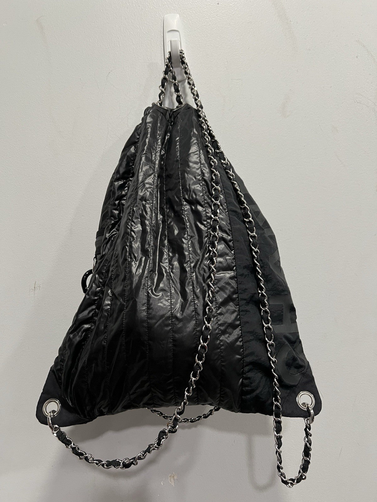Chanel Nylon Neige Covertible Drawstring Backpack W/Certificate of Authenticity
