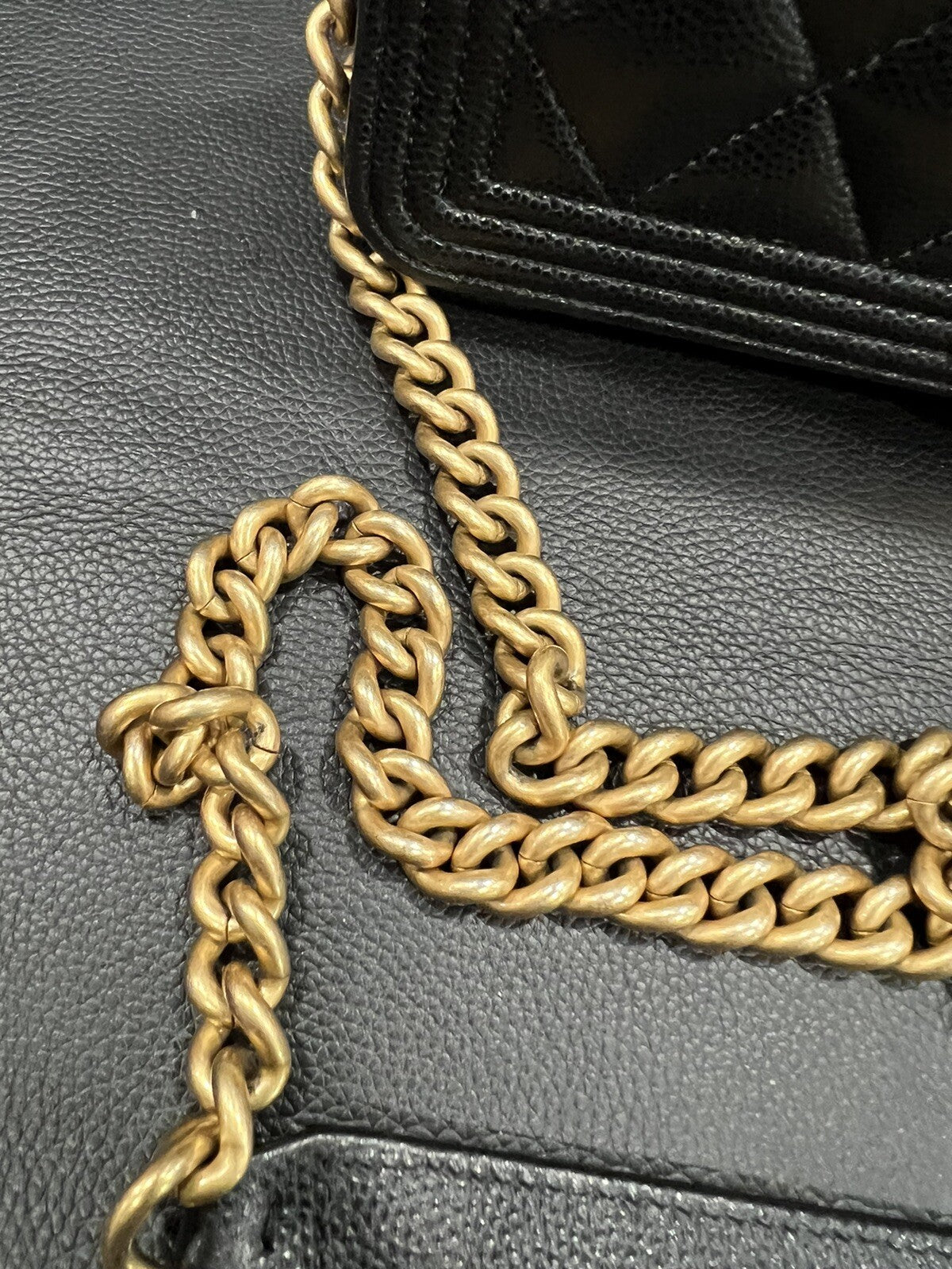 Chanel Caviar Black/Gold Boy Wallet On Chain Retail $3575