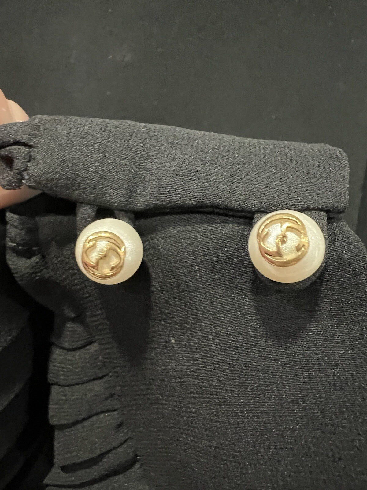 Gucci Black Dress Sheer/Pearl Logo Dress XS