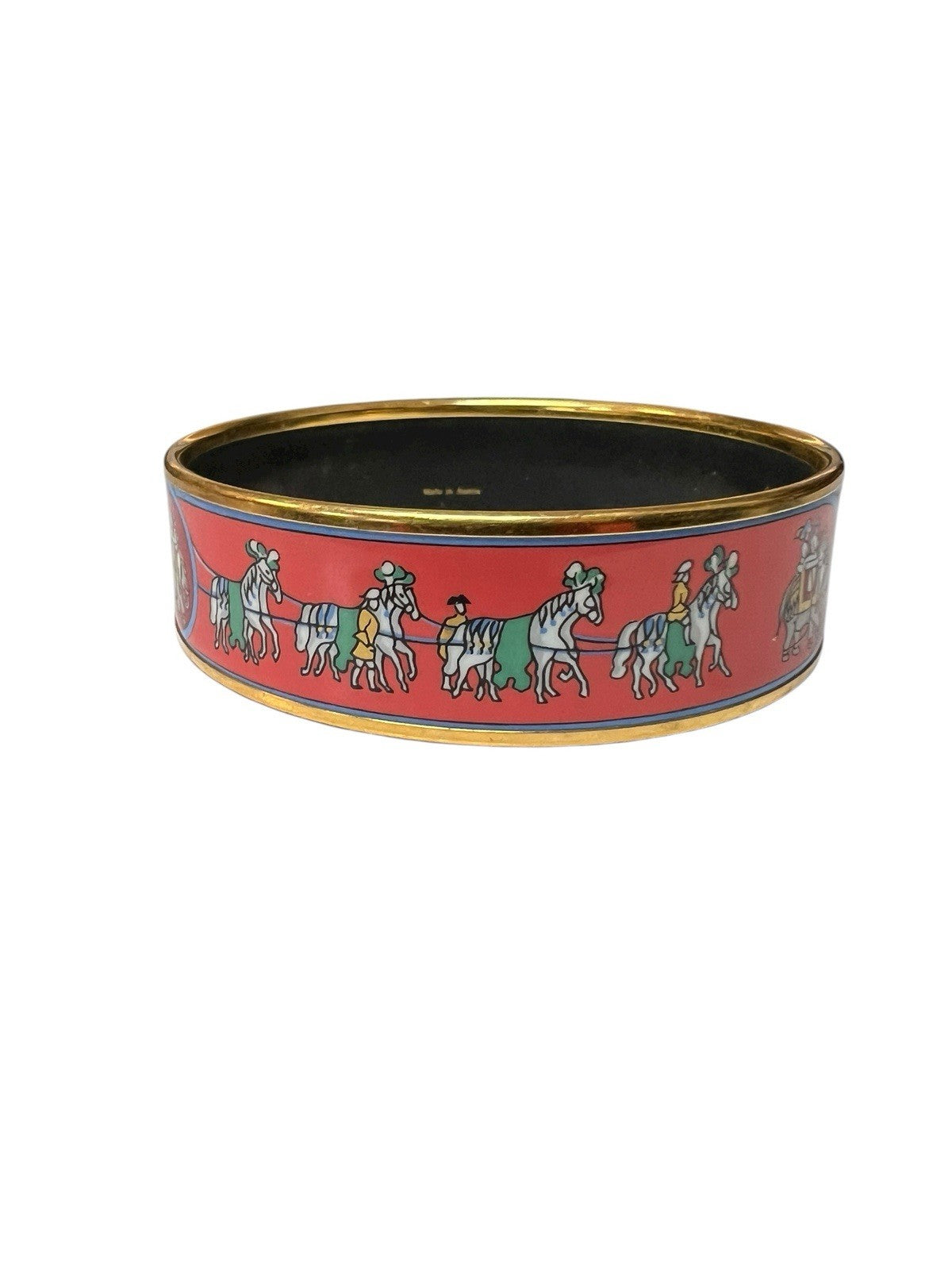 Hermes Vintage Horses and Elephants Enameled Bangle Made in Austria RARE
