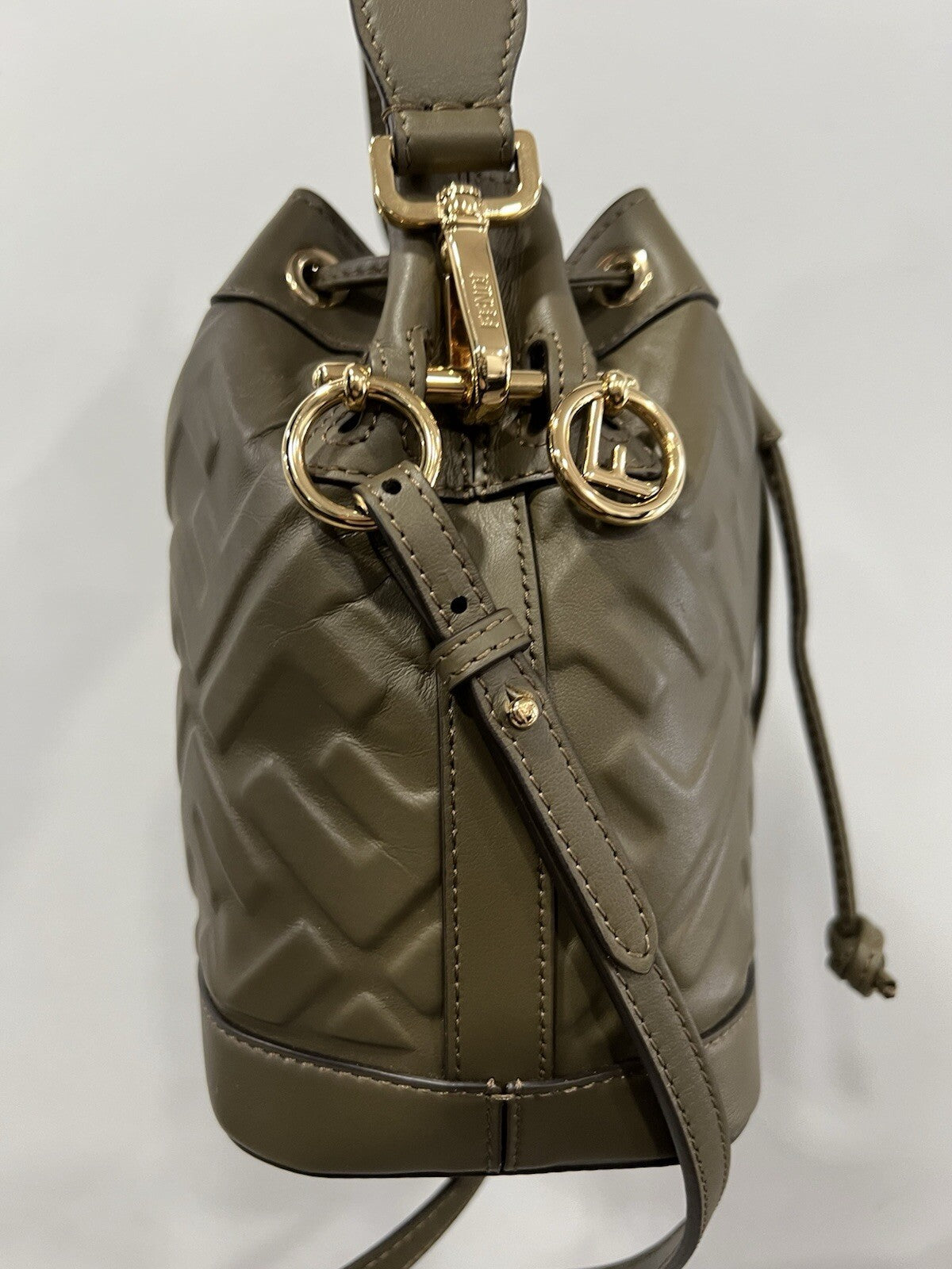 Fendi Forest Green Mon Tresor Bucket Bag W/Duster Retail $1950