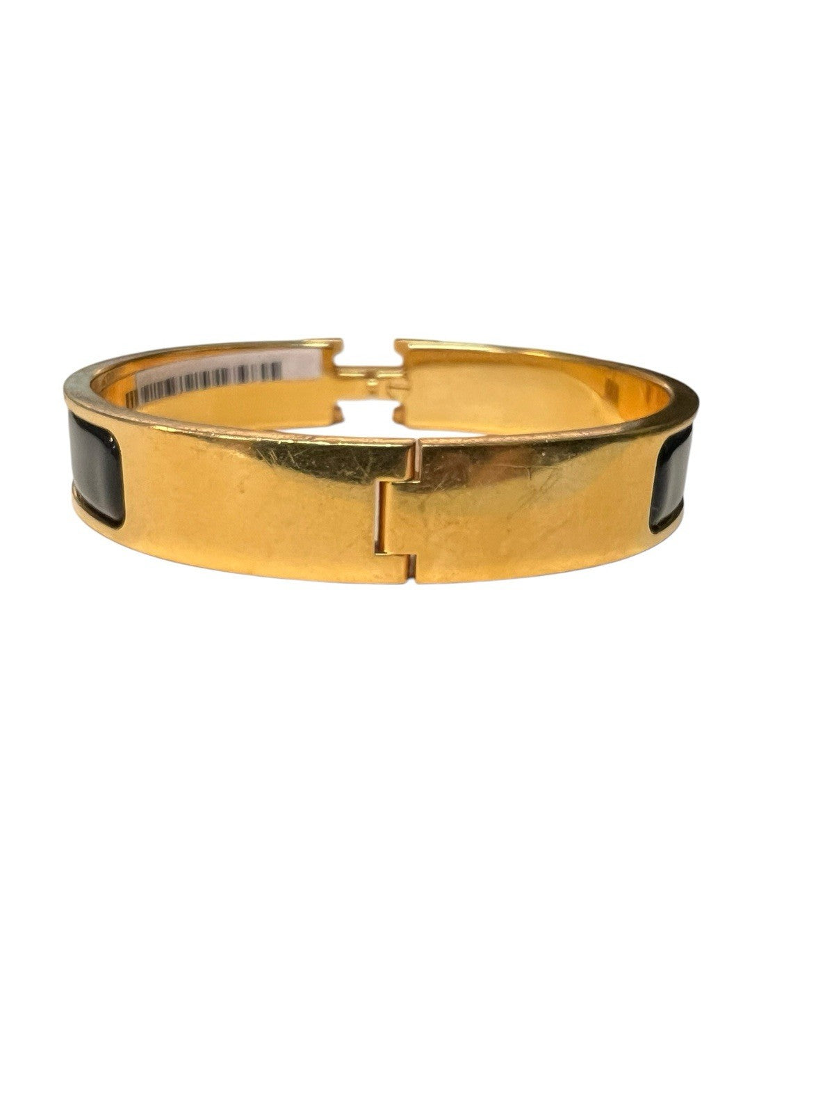 Hermes Click H Black/Gold Cuff Bracelet Retail $810 AUTHENTIC 6.75"