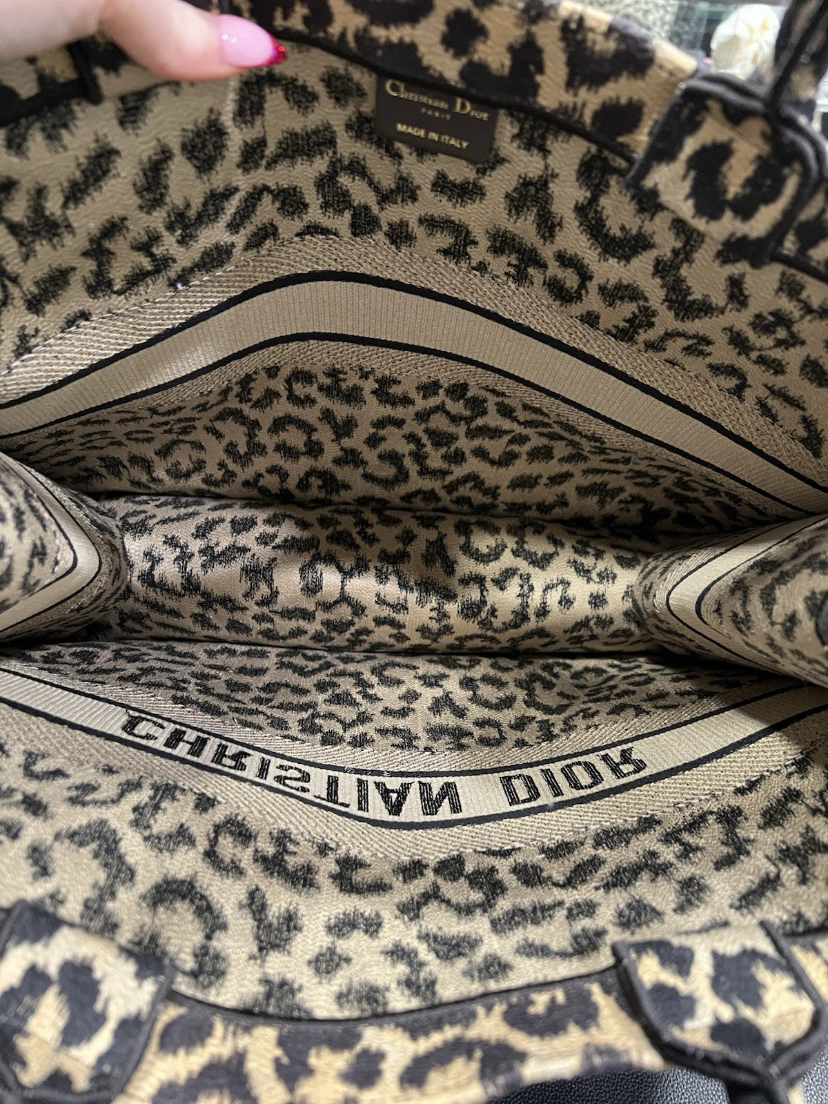 Christian Dior Mizza Embroidered Leopard Book Tote