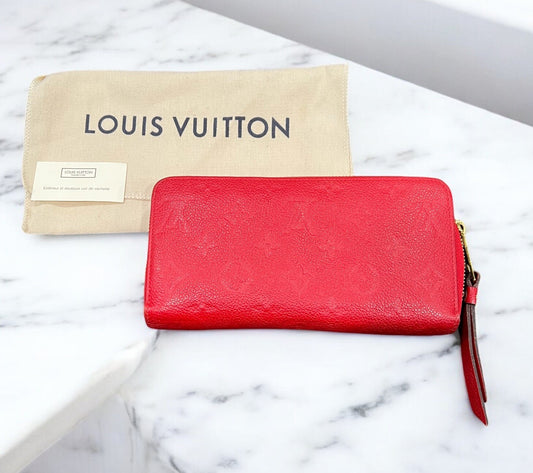 Louis Vuitton Cerise Monogram Empreinte Zippy Wallet W/Duster