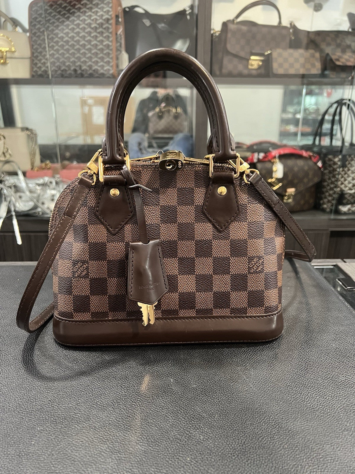 Louid Vuitton Damier Ebene BB Alma W/Lock Key & Authenticity Retail $2k