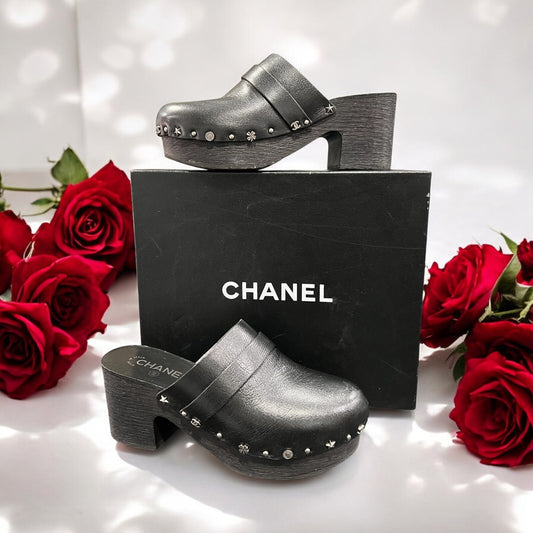 Chanel Lucky Charms Leather Clogs Size 40/US10