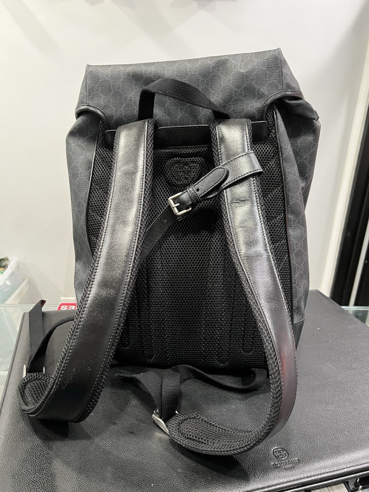 Gucci GG Black Supreme Azalea Medium Retro Backpack