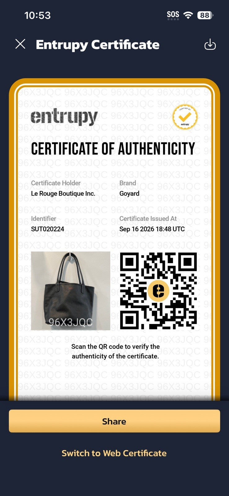 Goyard Anjou Pm Reversible Tote Bag Goyardine Certificate Of Authenticity