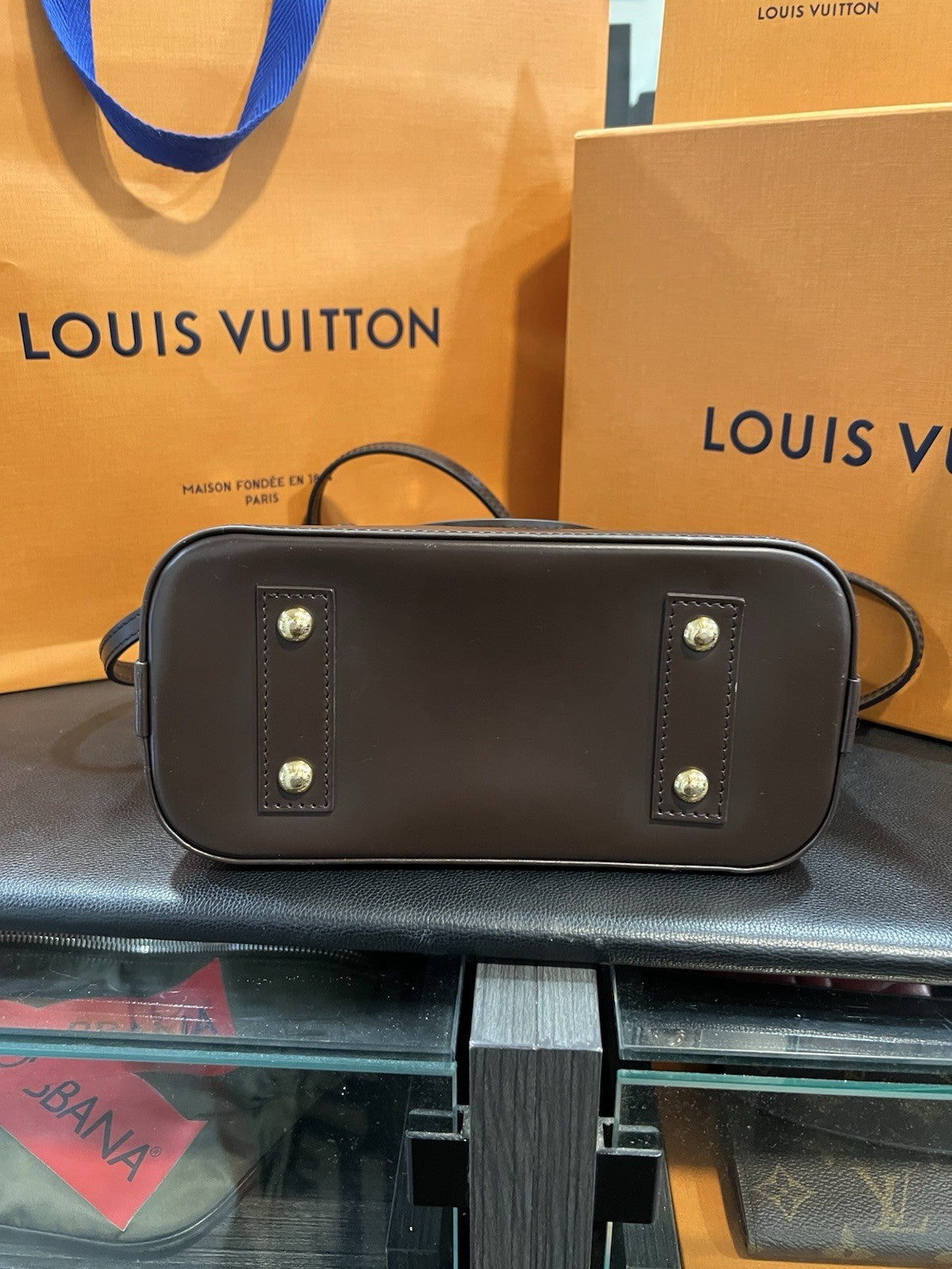 Louis Vuitton Damier Ebene Alma BB Box Lock Key Bag & Authenticity Retail $2k