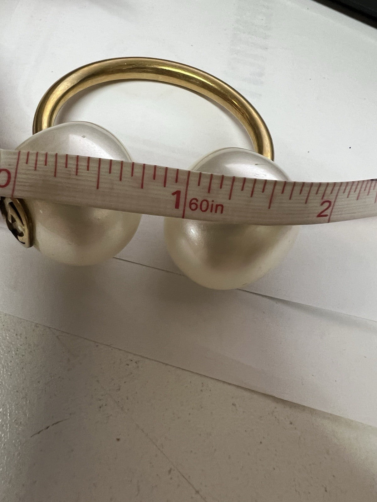 Gucci Single Double Pearl Hoop Runway Earring XL Authentic RARE