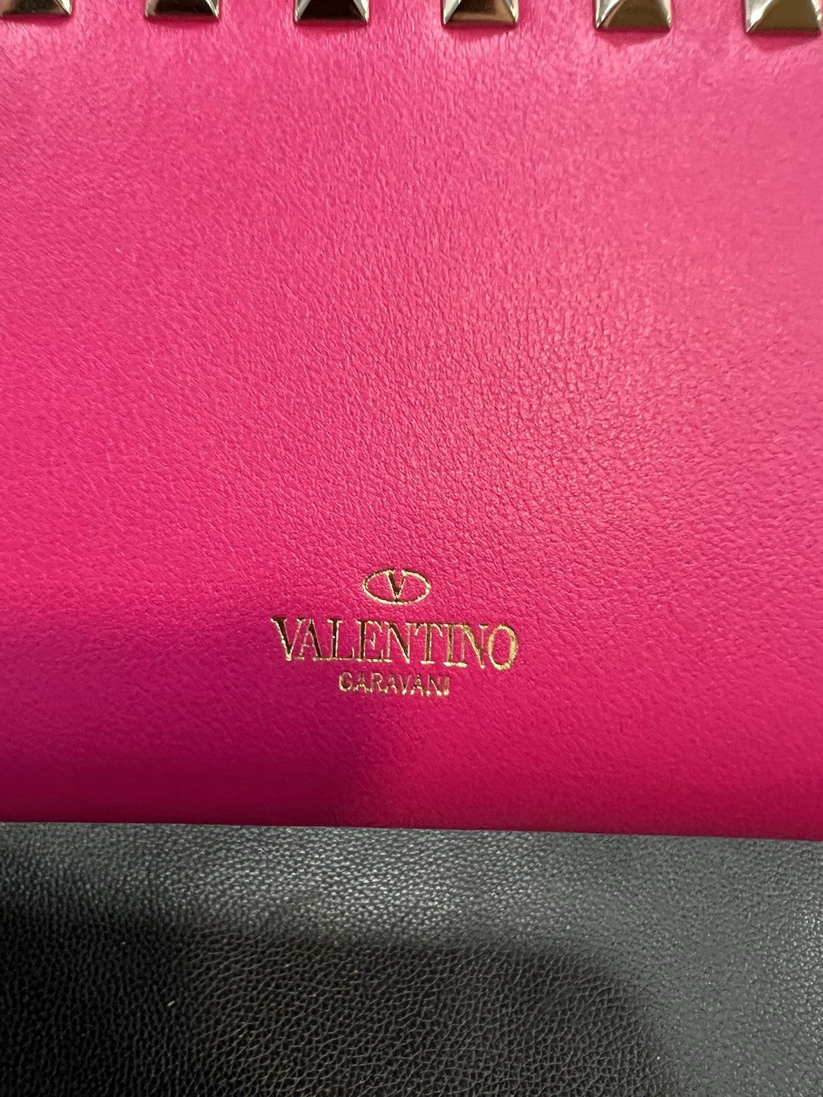 Valentino Rockstud Fuchsia Zip Around Continental Wallet NIB