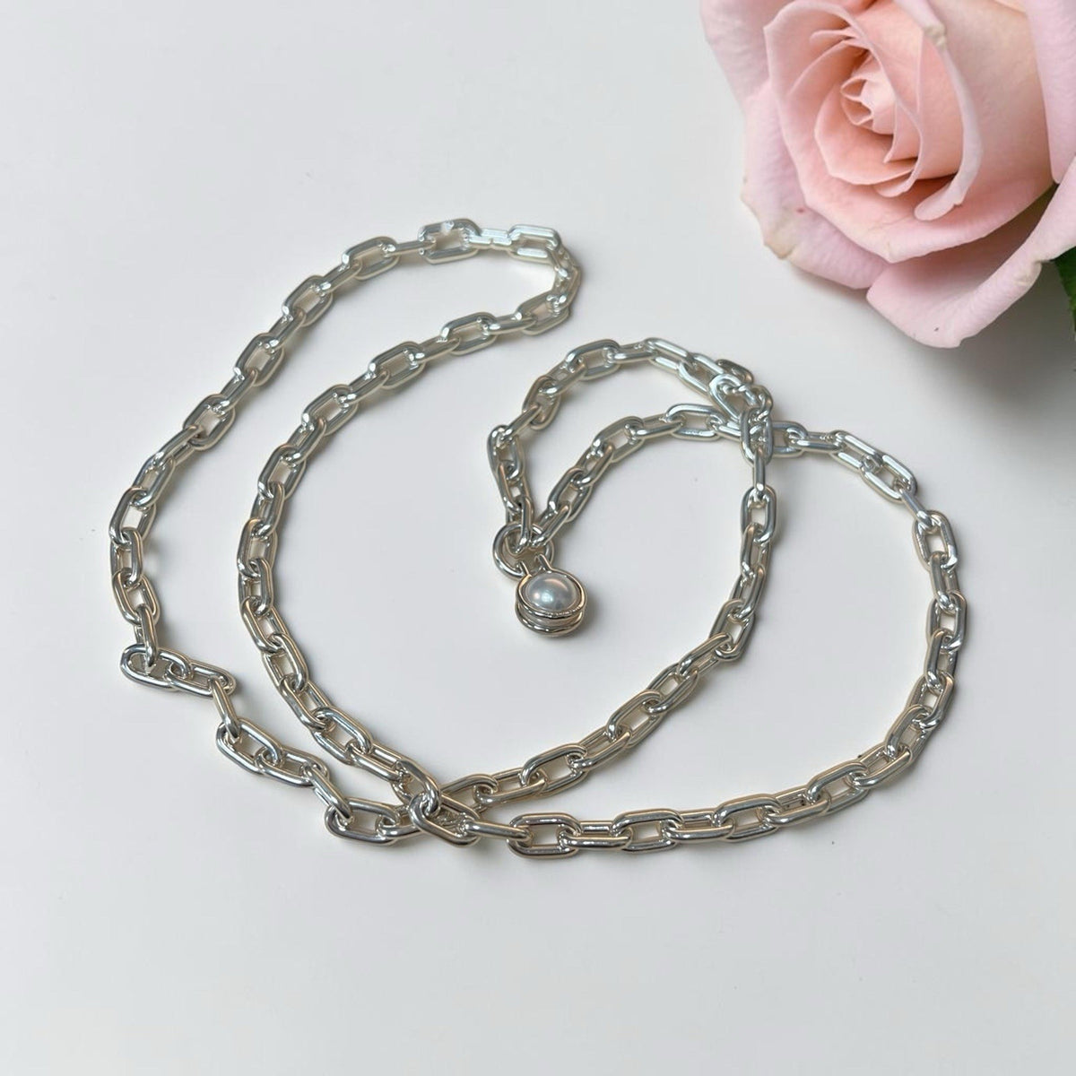 Tiffany & Co. 925 Sterling Silver Pearl Hardware Wrap Necklace 32" Retail $2475