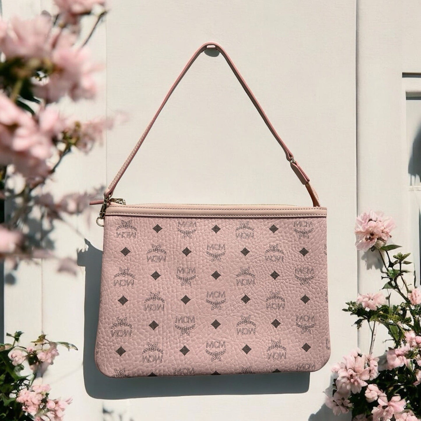MCM Pink/Grey Insert Pouch Bag (NWOT) Authentic