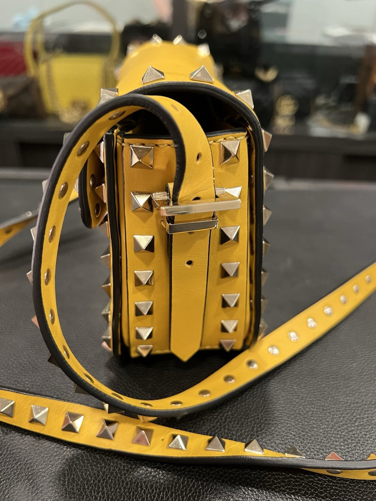 Valentino Garavani Yellow Rockstud Crossbody Small Bag Retail $2195
