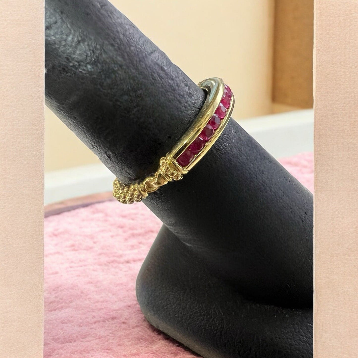LAGOS 18k Gold Ruby Channel Set Ring Size 8 4.3g RARE