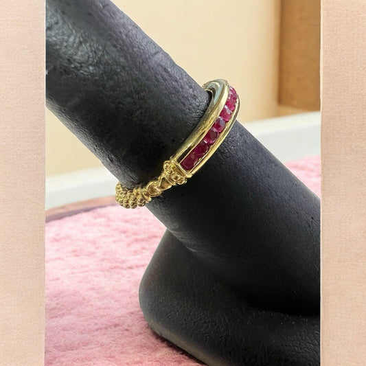 LAGOS 18k Gold Ruby Channel Set Ring Size 8 4.3g RARE