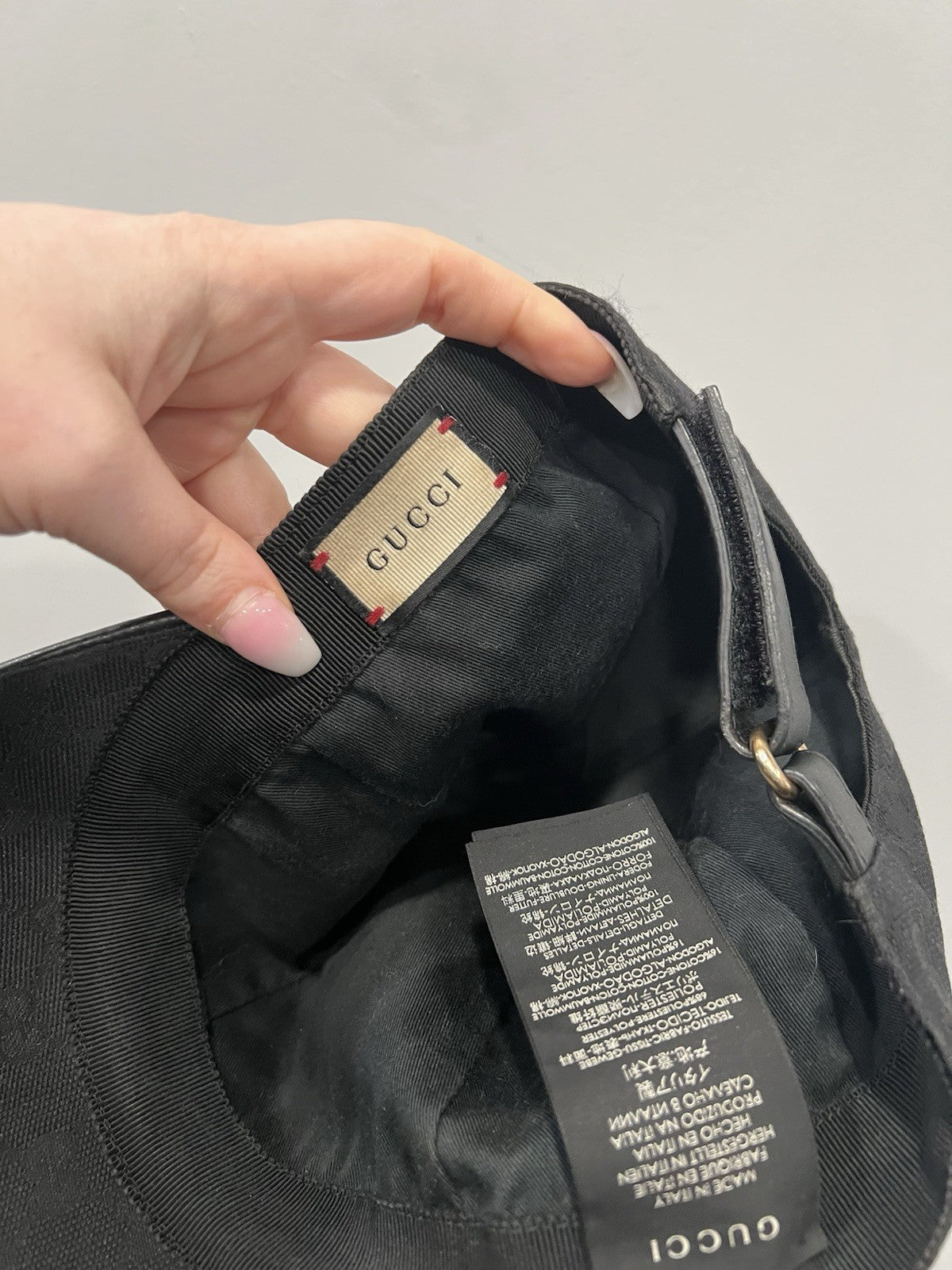 Gucci Original GG Black Canvas Monogram Web Baseball Hat