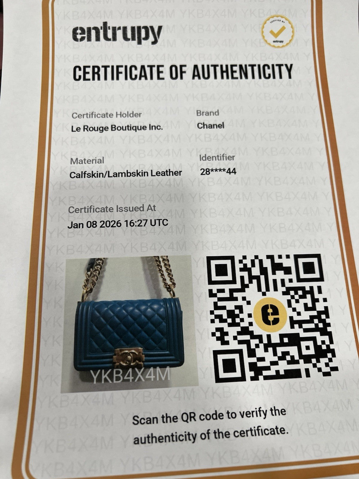 Chanel Small Two Way Boy Cobalt/Gold Chain Bag Includes Authenticity MSRP $6700