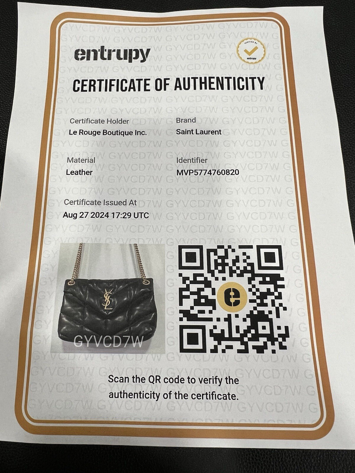 YSL Saint Laurent Small Lou Puffer Flap Bag  W/Certificate  MSRP $3300