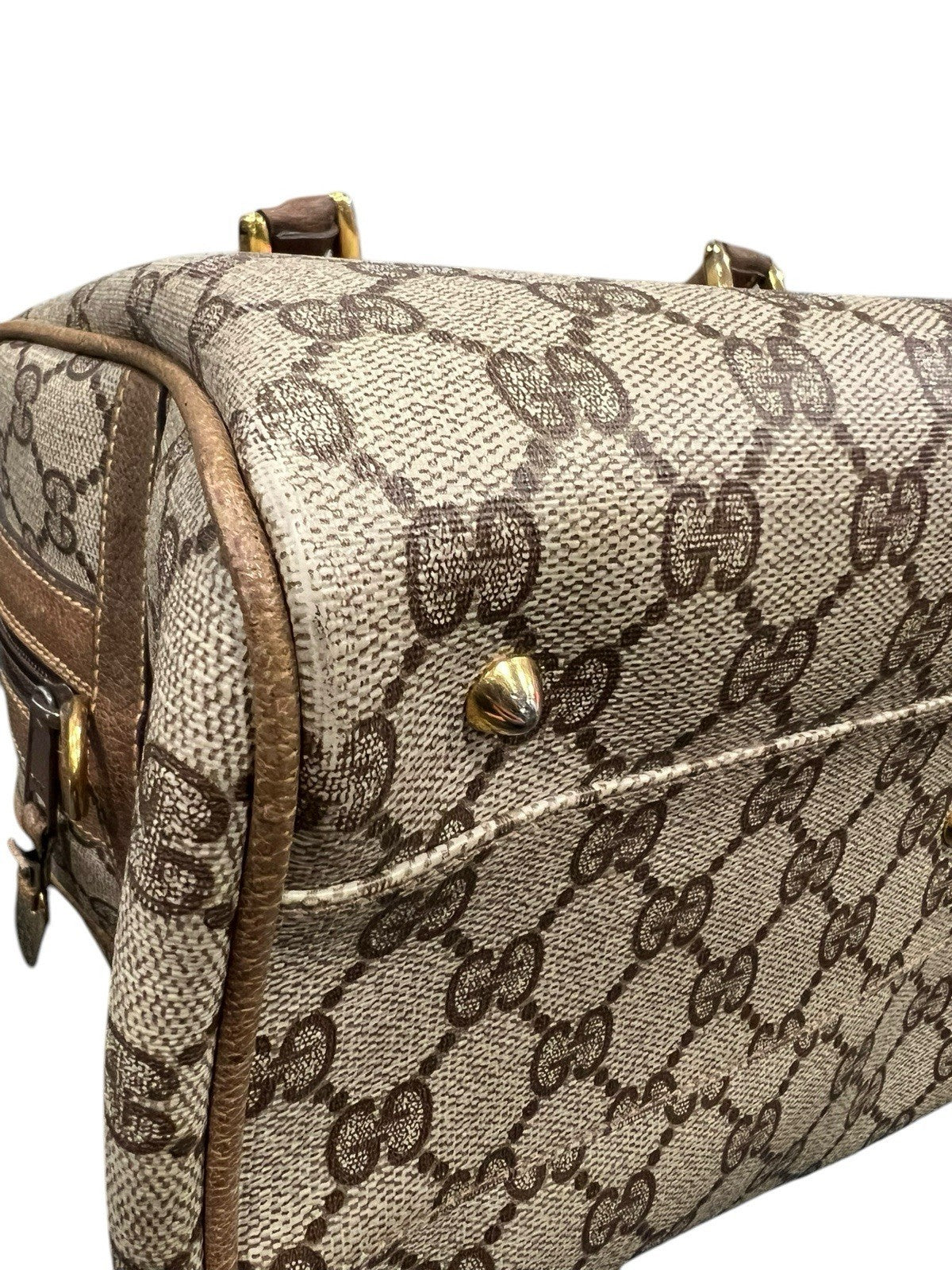 Gucci Vintage GG Supreme Dr Bag With Gold Plated Hardware