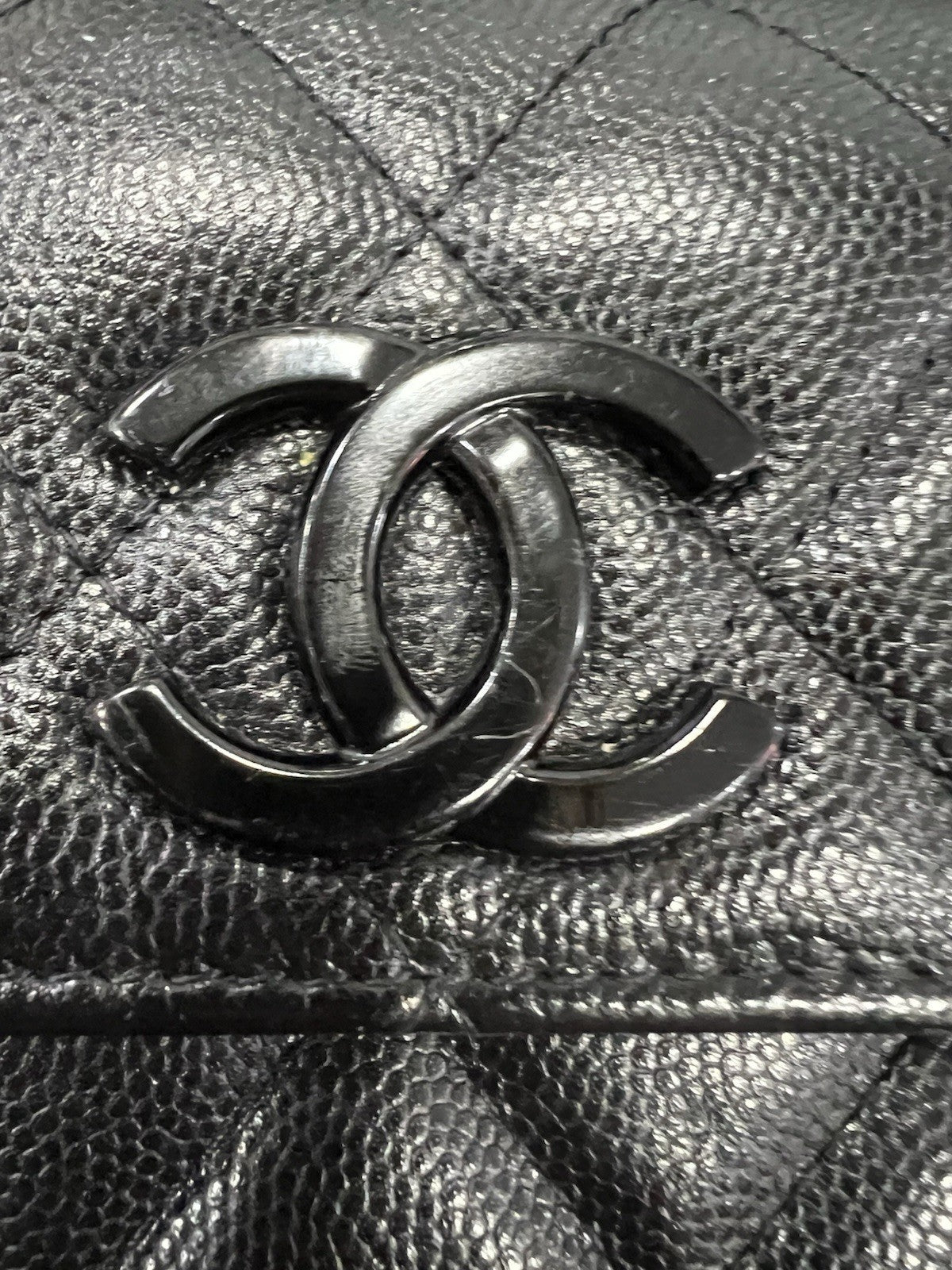 Chanel Caviar Long Quilted Wallet With Certificate Of Authenticity