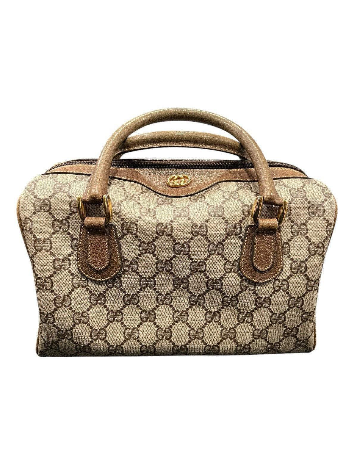 Gucci Vintage GG Supreme Dr Bag With Gold Plated Hardware