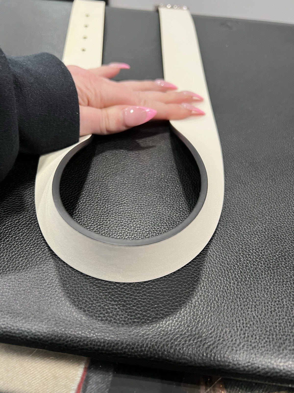 Chanel Reversible Ivory/Black Silver Large Logo Buckle Belt Size 75/28"