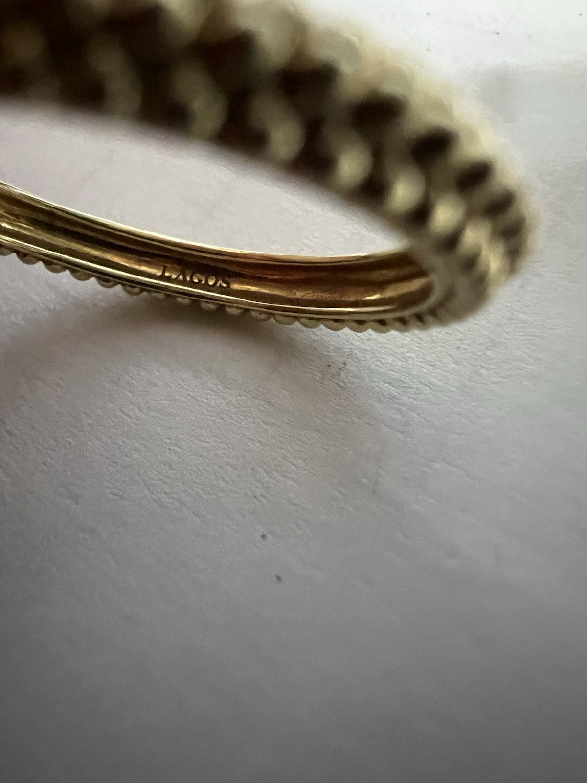 LAGOS Caviar 18k Yellow Gold Tassel Diamond Ring Size 8 Retail $3,175