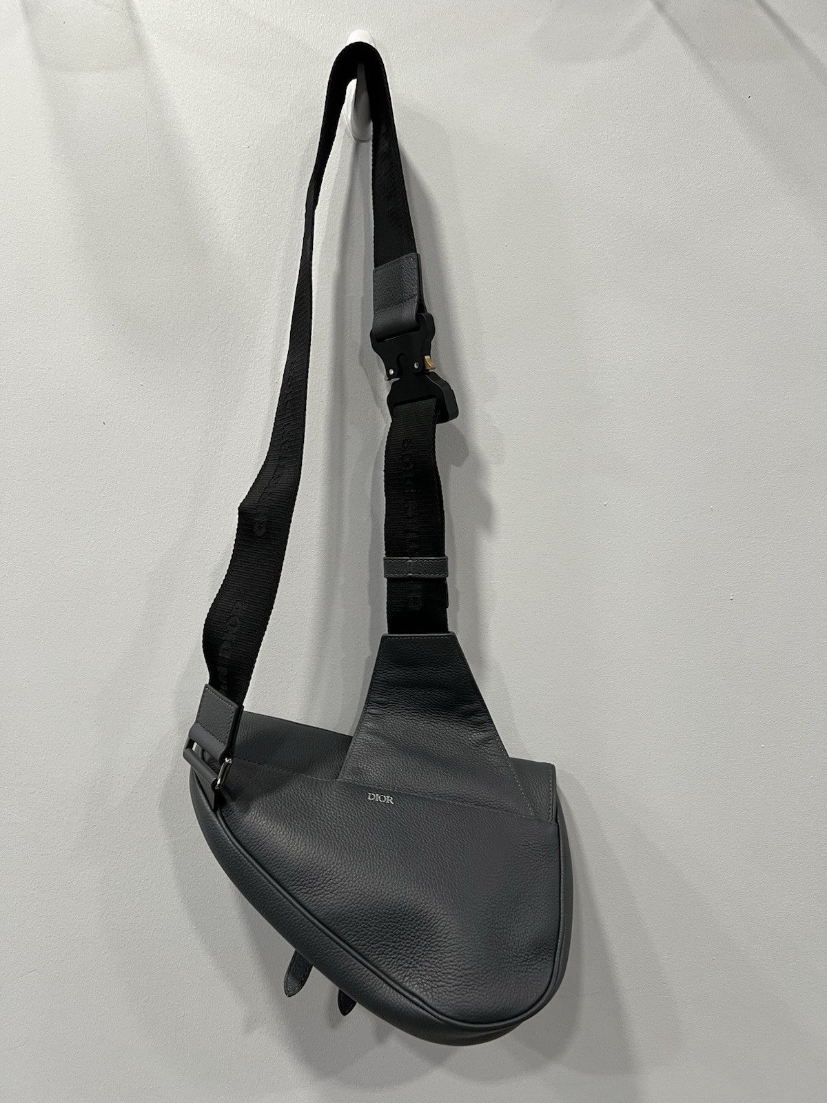 Christian Dior Men's Dark Grey/Black Atelier Saddle Bag Retail $3500