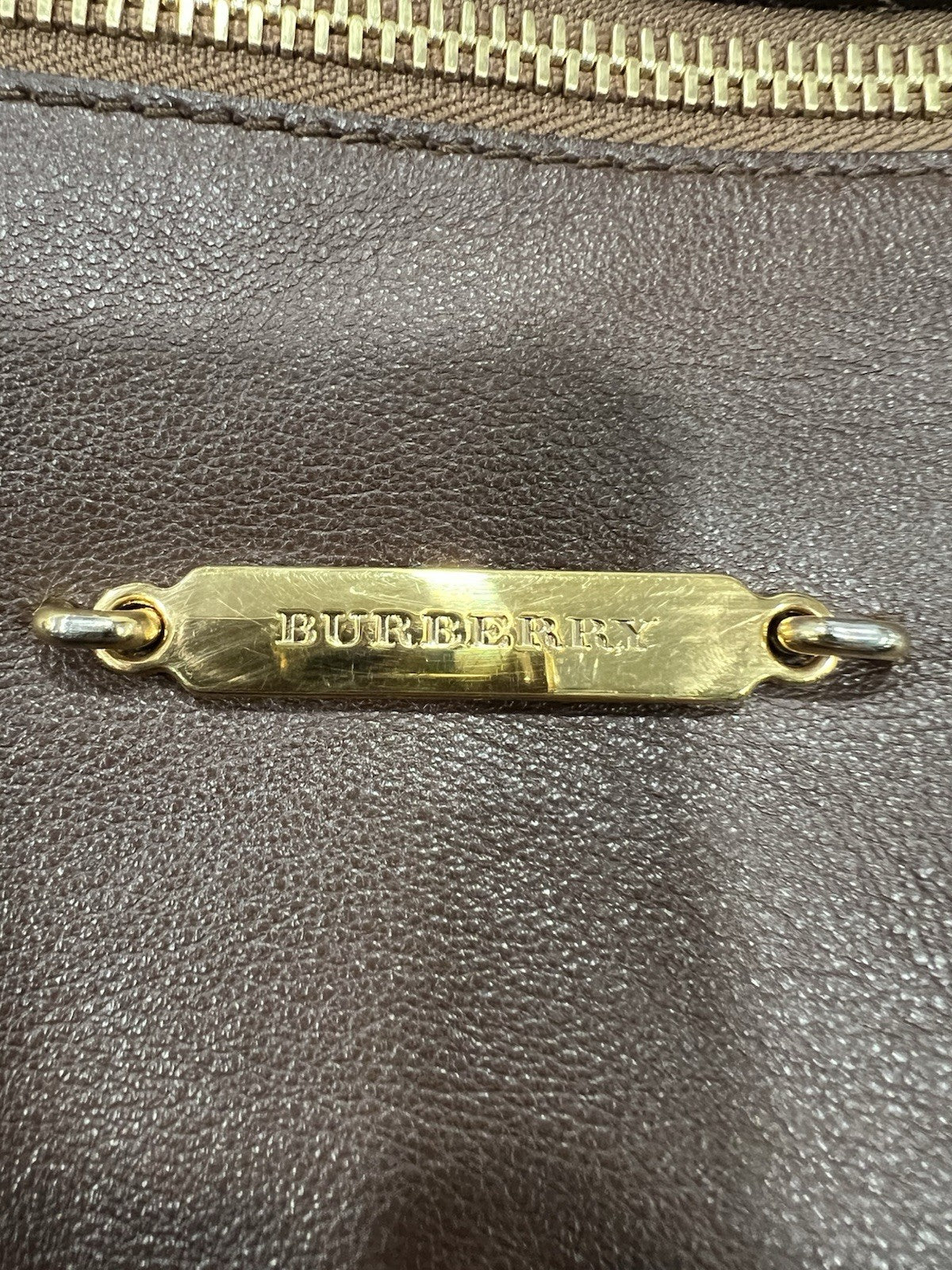 Burberry Big Crush Leather Plaid Drawstring Tote