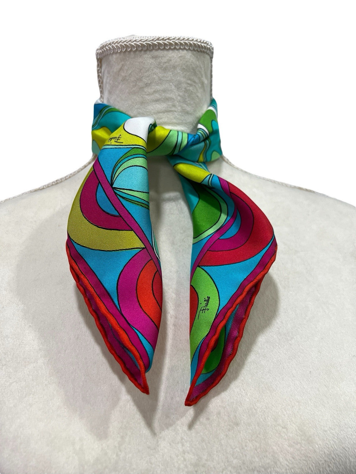 Emilio Pucci Silk Blue Onde Scarf 50cm