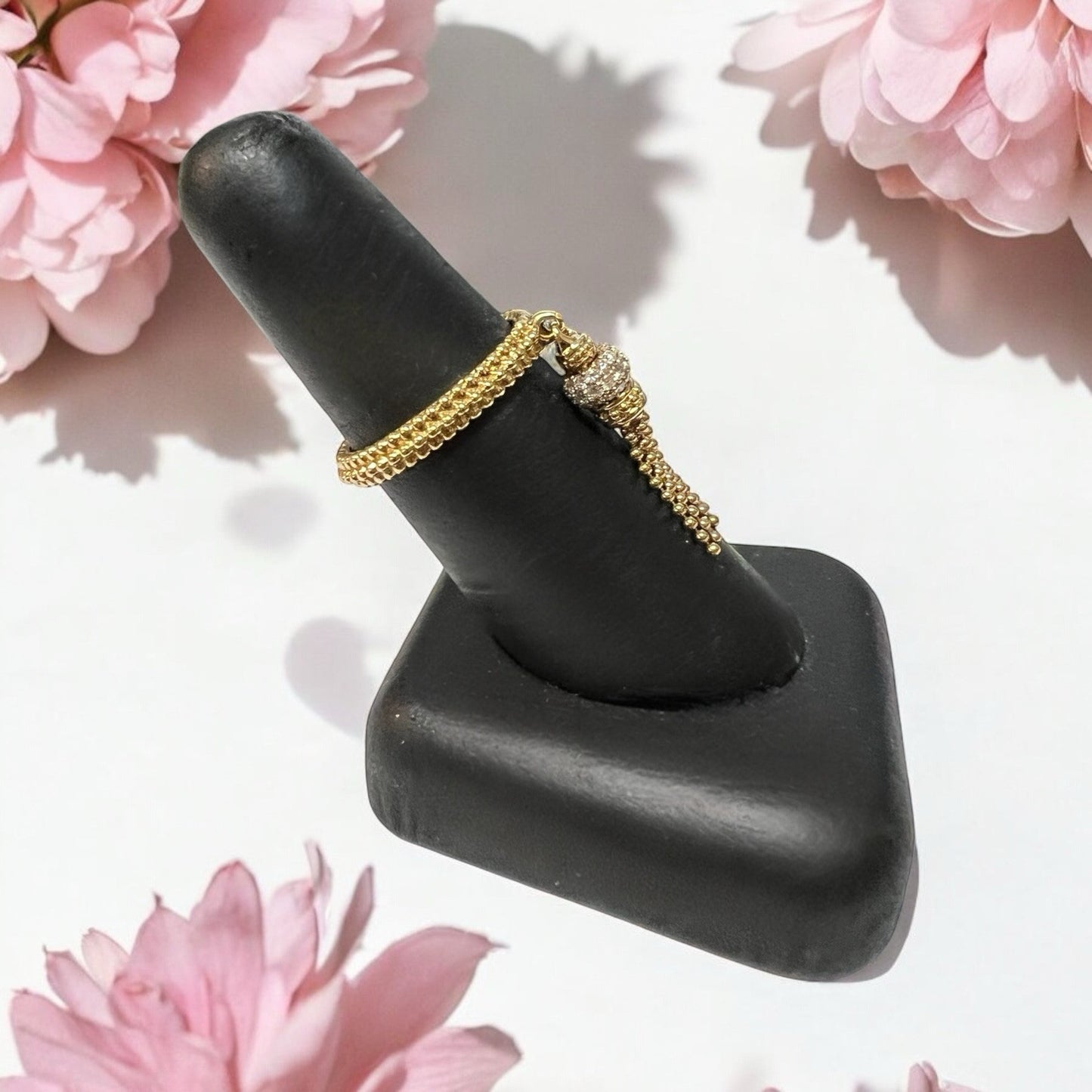 LAGOS Caviar 18k Yellow Gold Tassel Diamond Ring Size 8 Retail $3,175